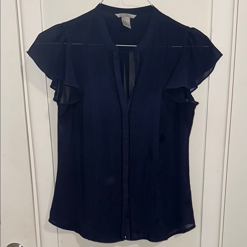 H&M Navy Button-down Blouse